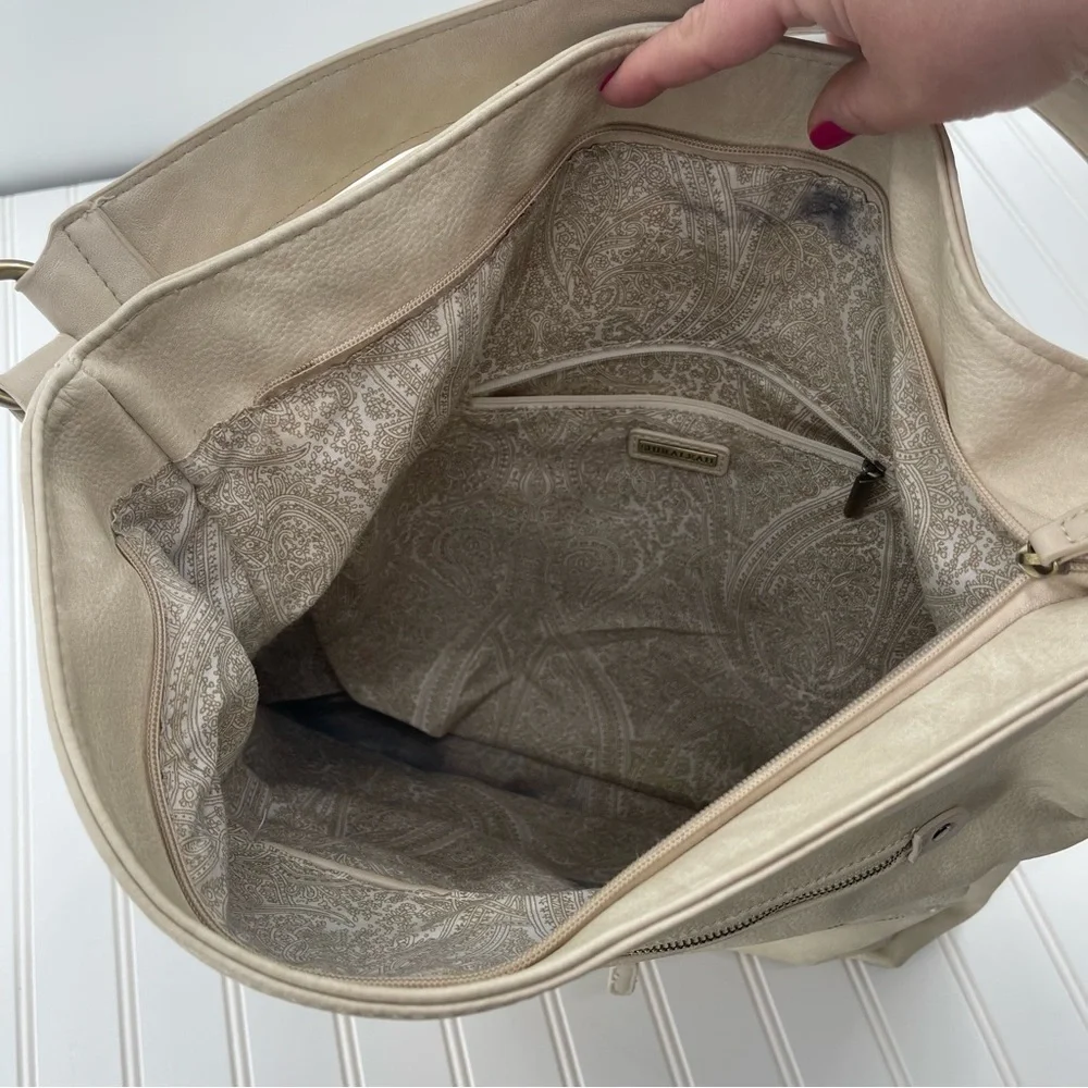 SHIRALEAH Brooklyn Vegan Ivory Hobo Purse Bag